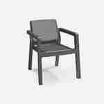Salon de jardin 4 places - Emily -  résine plastique injectée Graphite, sans coussins, deux fauteuils empilables, un canapé, une table basse Photo4