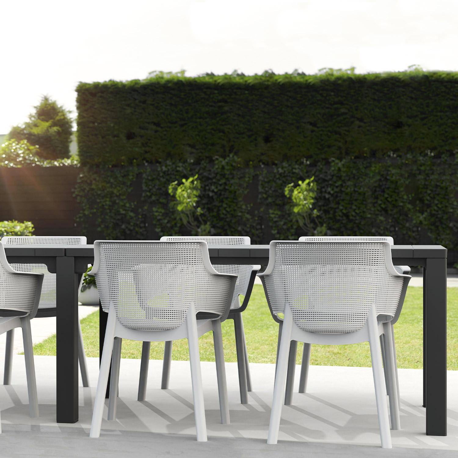 2 Gartenstühle aus gespritztem Kunststoffharz - Elisa - weiß, stapelbar Photo3