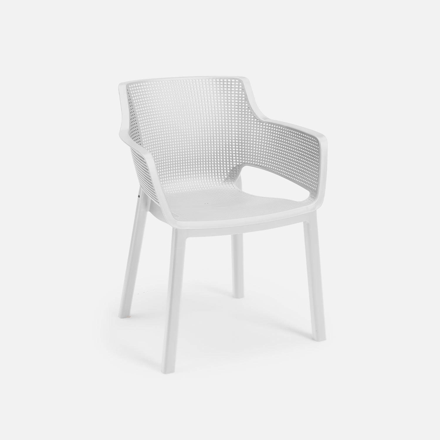 2 Gartenstühle aus gespritztem Kunststoffharz - Elisa - weiß, stapelbar Photo2
