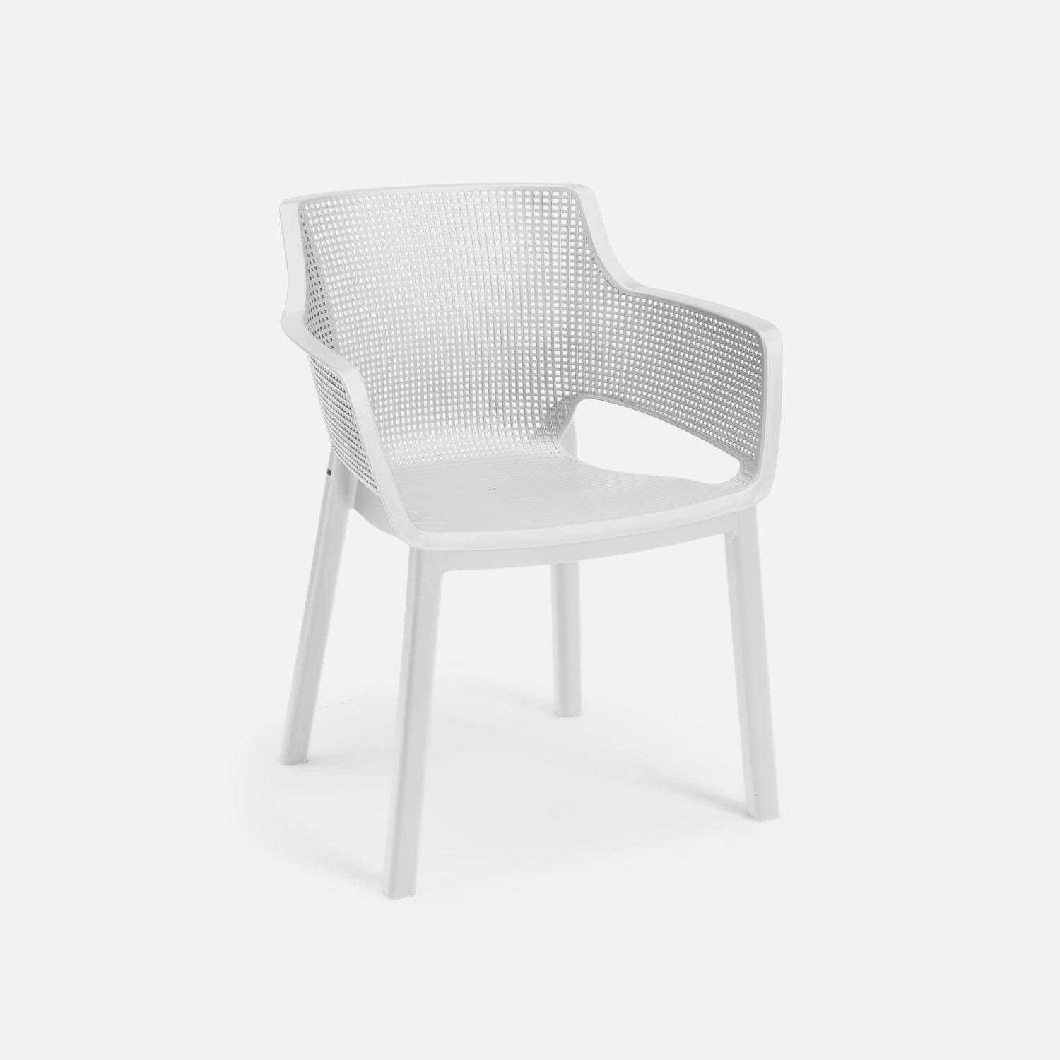 6 Fauteuils de jardin en résine plastique injectée - Elisa -  blancs, empilables Photo2