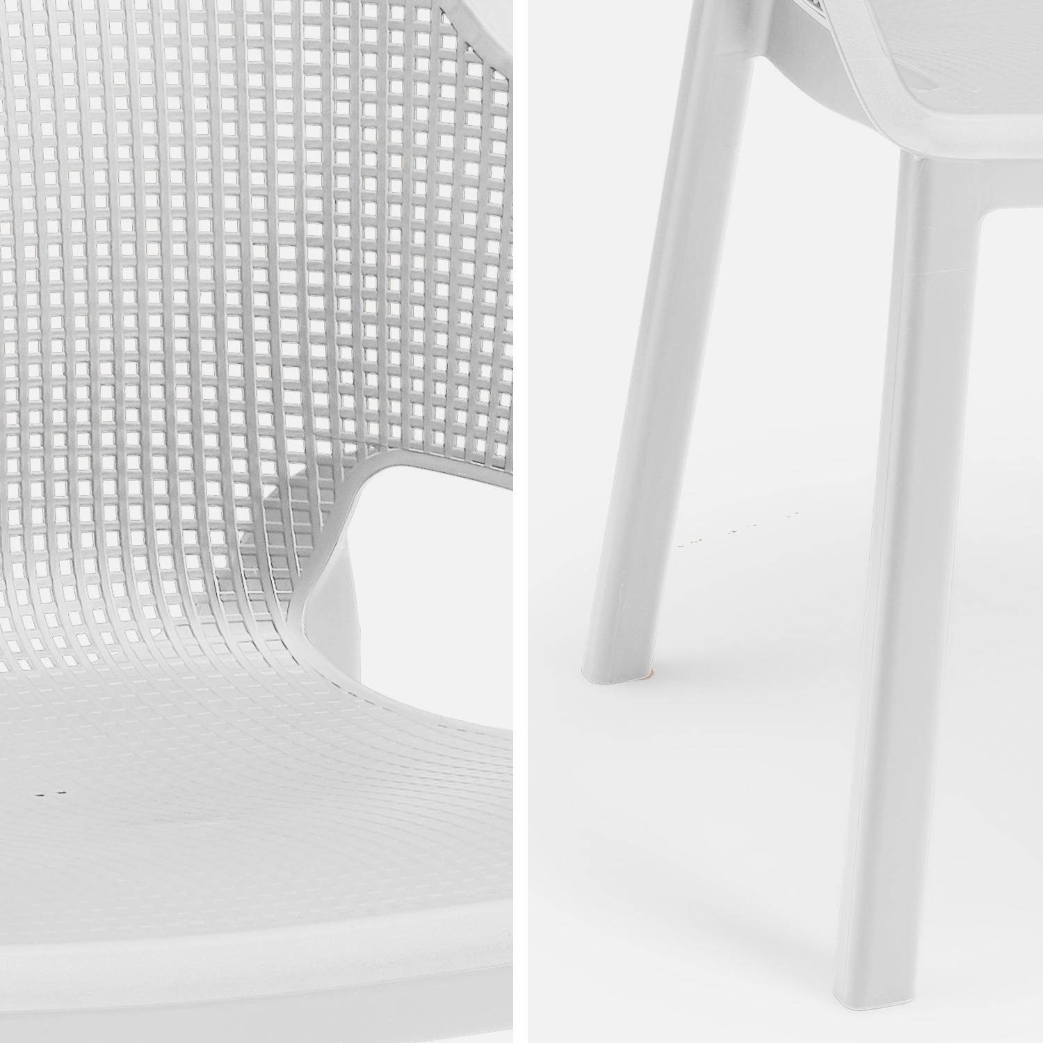 6 Fauteuils de jardin en résine plastique injectée - Elisa -  blancs, empilables Photo3