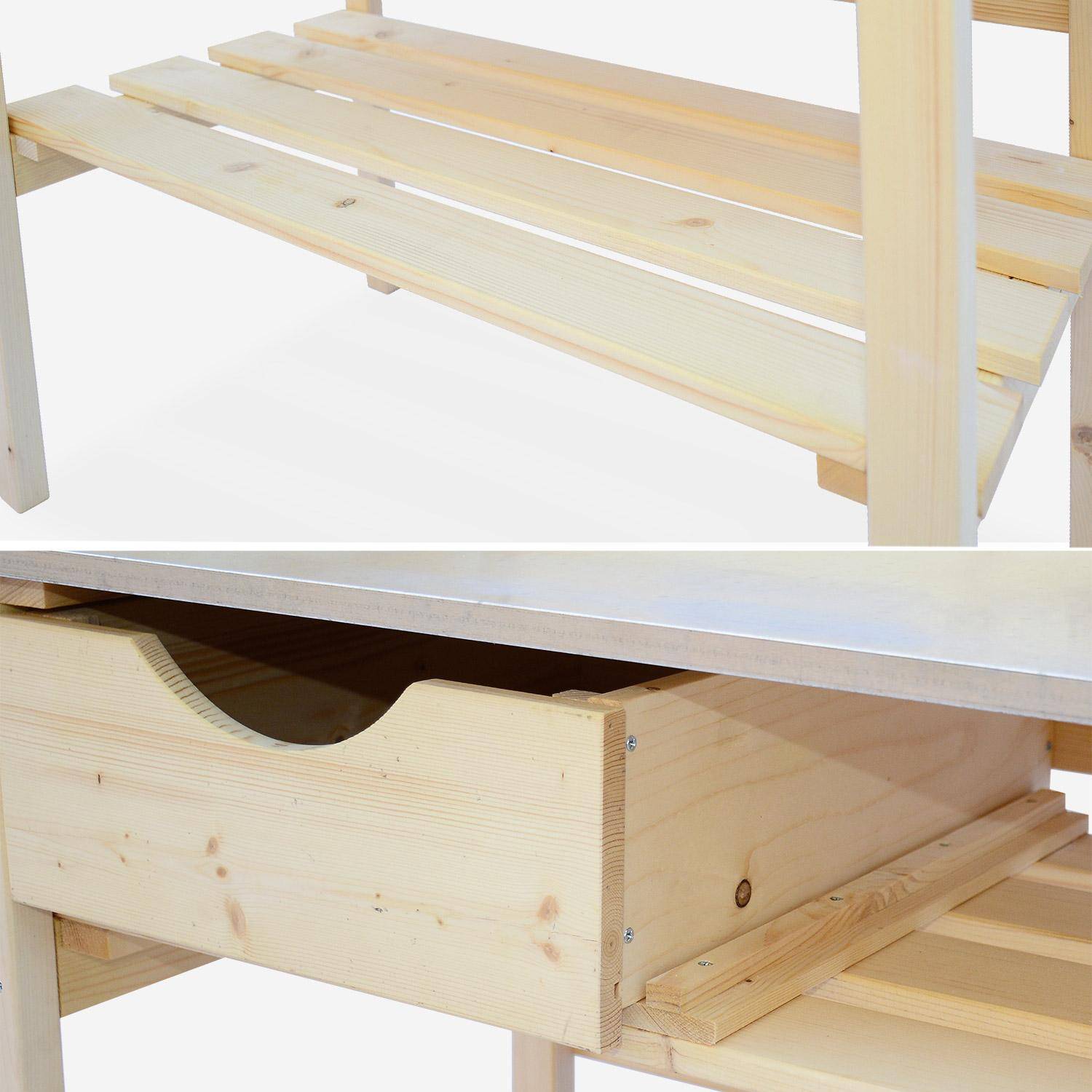 Table de rempotage PETUNIA avec 2 tiroirs, établi extérieur en bois, table pour semis Photo4