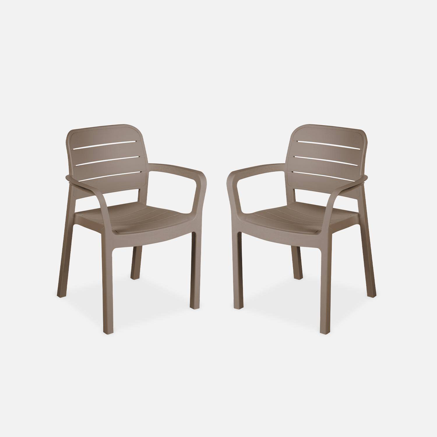 2 fauteuils de jardin en résine plastique injectée, Cappuccino - Tisara Photo2