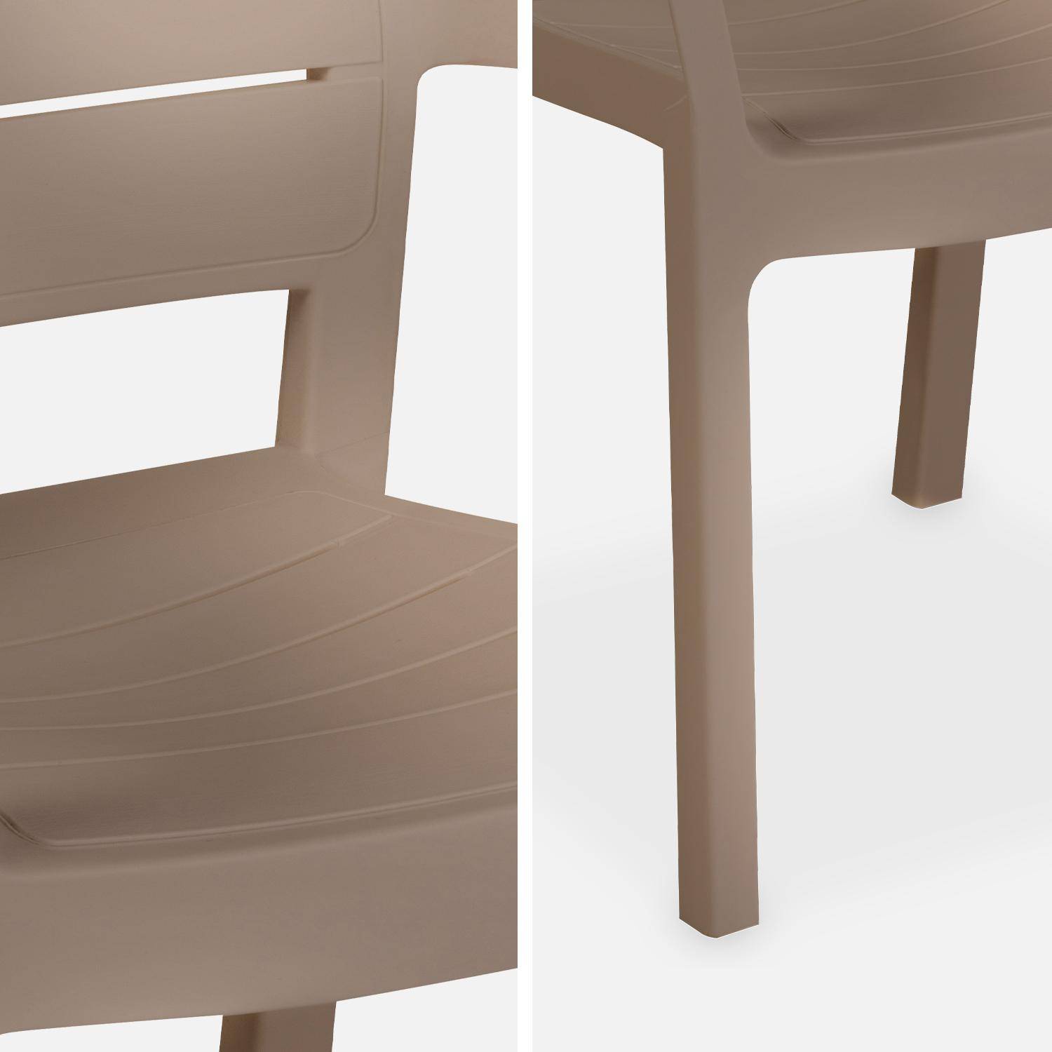 2 tuinstoelen met armleuning van spuitgegoten kunsthars, stapelbaar, cappuchino Photo4