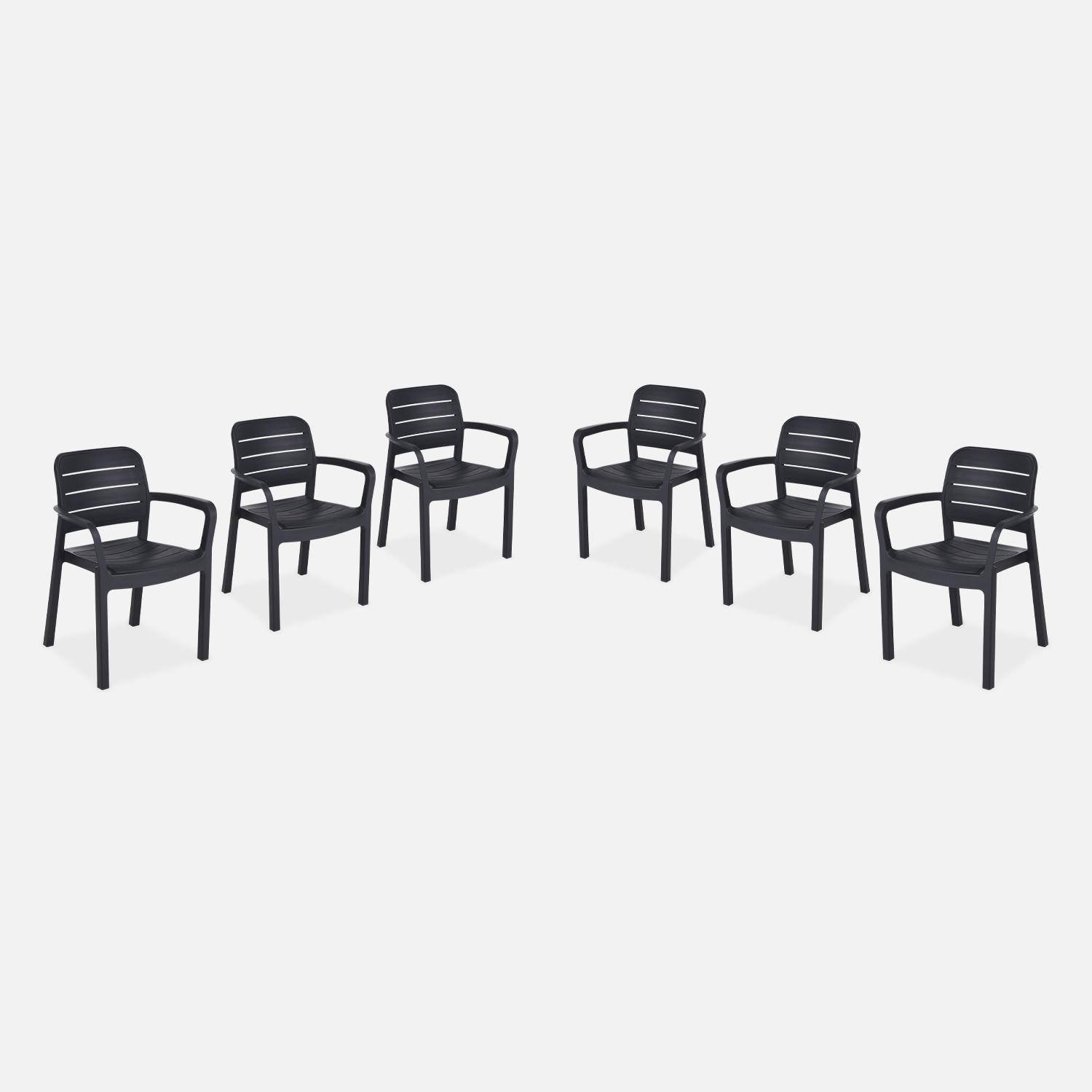 6 fauteuils de jardin en résine plastique injectée, Graphite - Tisara,sweeek,Photo3
