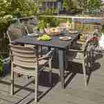 6 tuinstoelen met armleuning van spuitgegoten kunsthars, stapelbaar, cappuchino Photo2