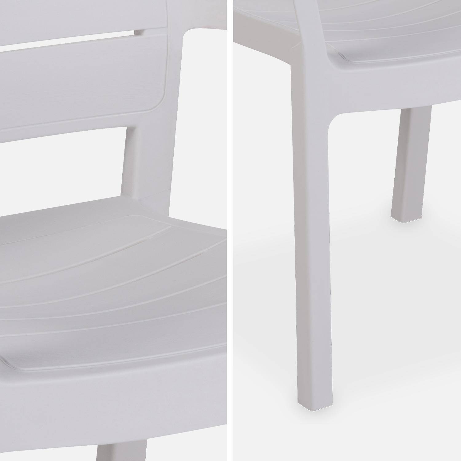 6 fauteuils de jardin en résine plastique injectée, Blanc - Tisara Photo3