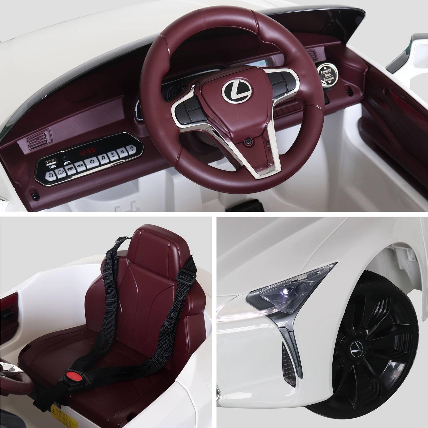 Children's electric car 12V, 1 seat, 4x4 with car radio and remote control - Lexus LC500 - White Photo6