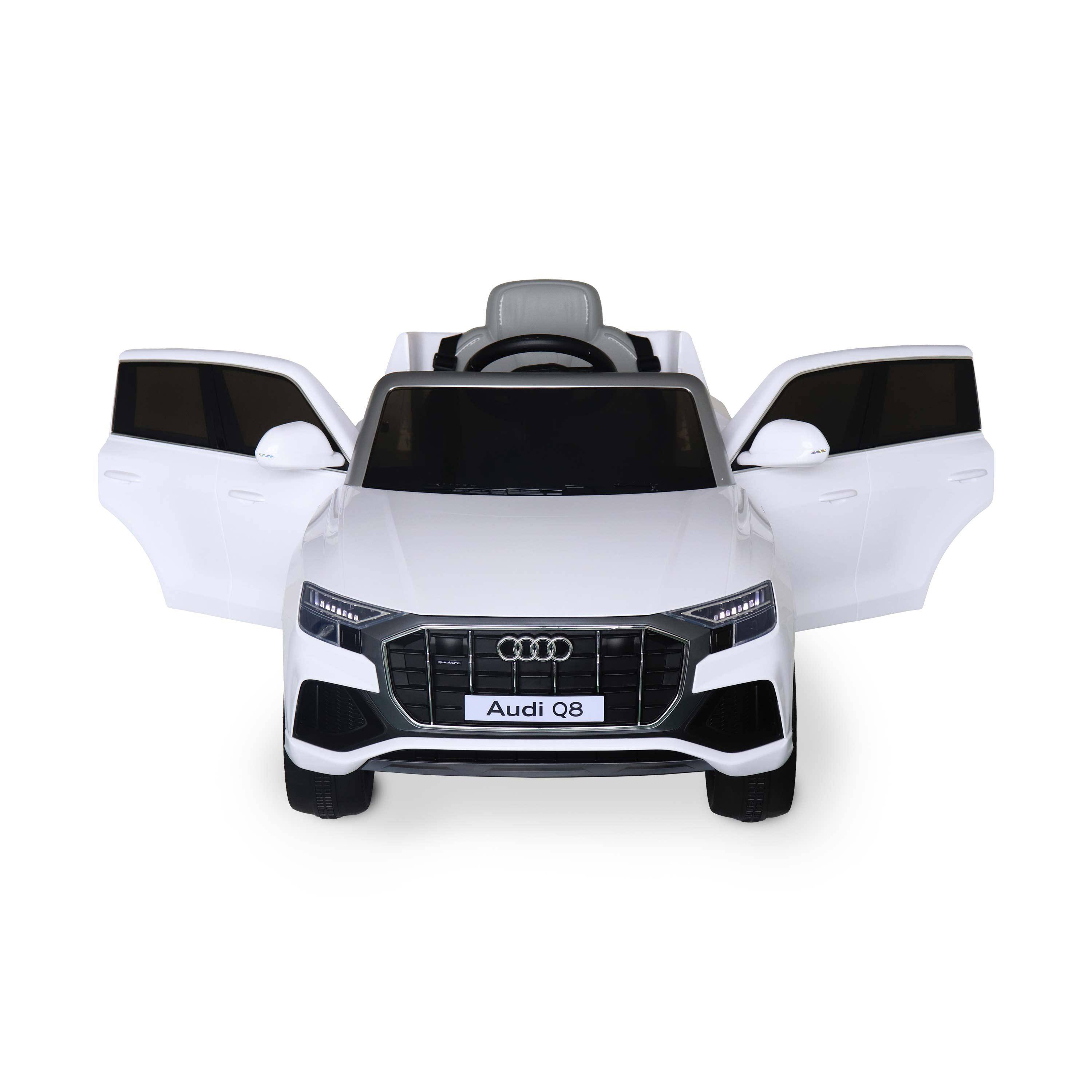 Children's electric car 12V, 1 seat with car radio and remote control - AUDI Q8 - White,sweeek,Photo2
