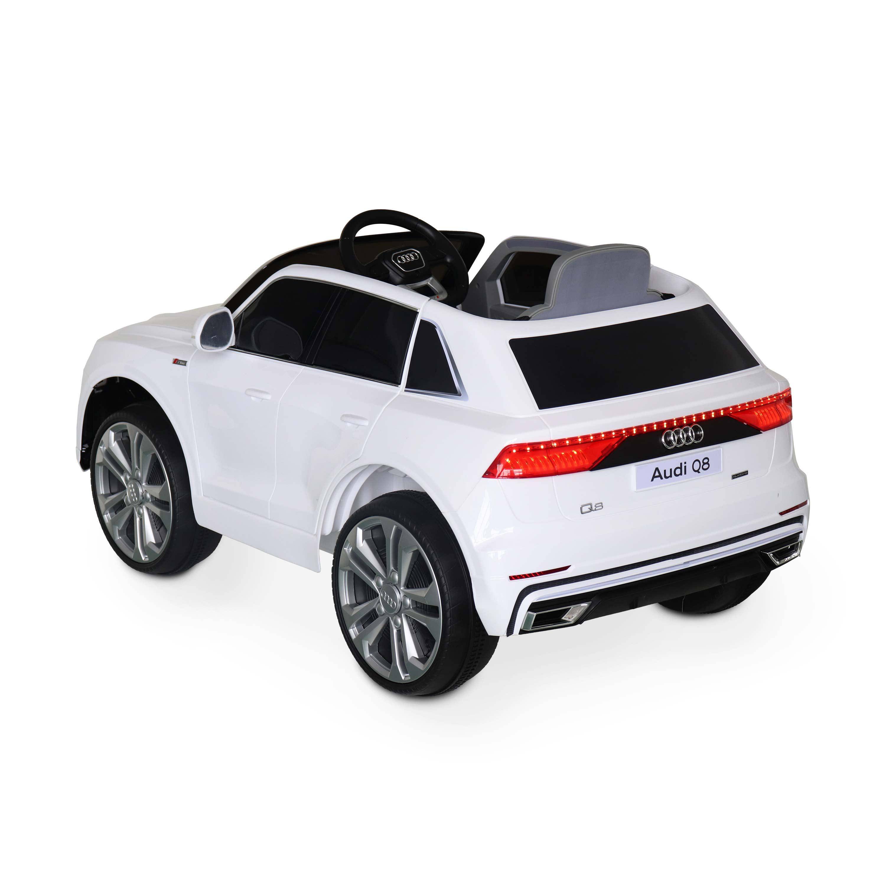 Children's electric car 12V, 1 seat with car radio and remote control - AUDI Q8 - White,sweeek,Photo3