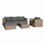 Ready assembled 5-seater polyrattan corner garden sofa set with coffee table, Dark beige & Anthracite  Photo1