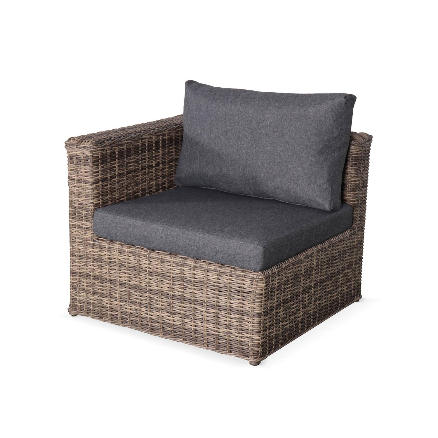 Ready assembled 5-seater polyrattan corner garden sofa set with coffee table, Dark beige & Anthracite  Photo3