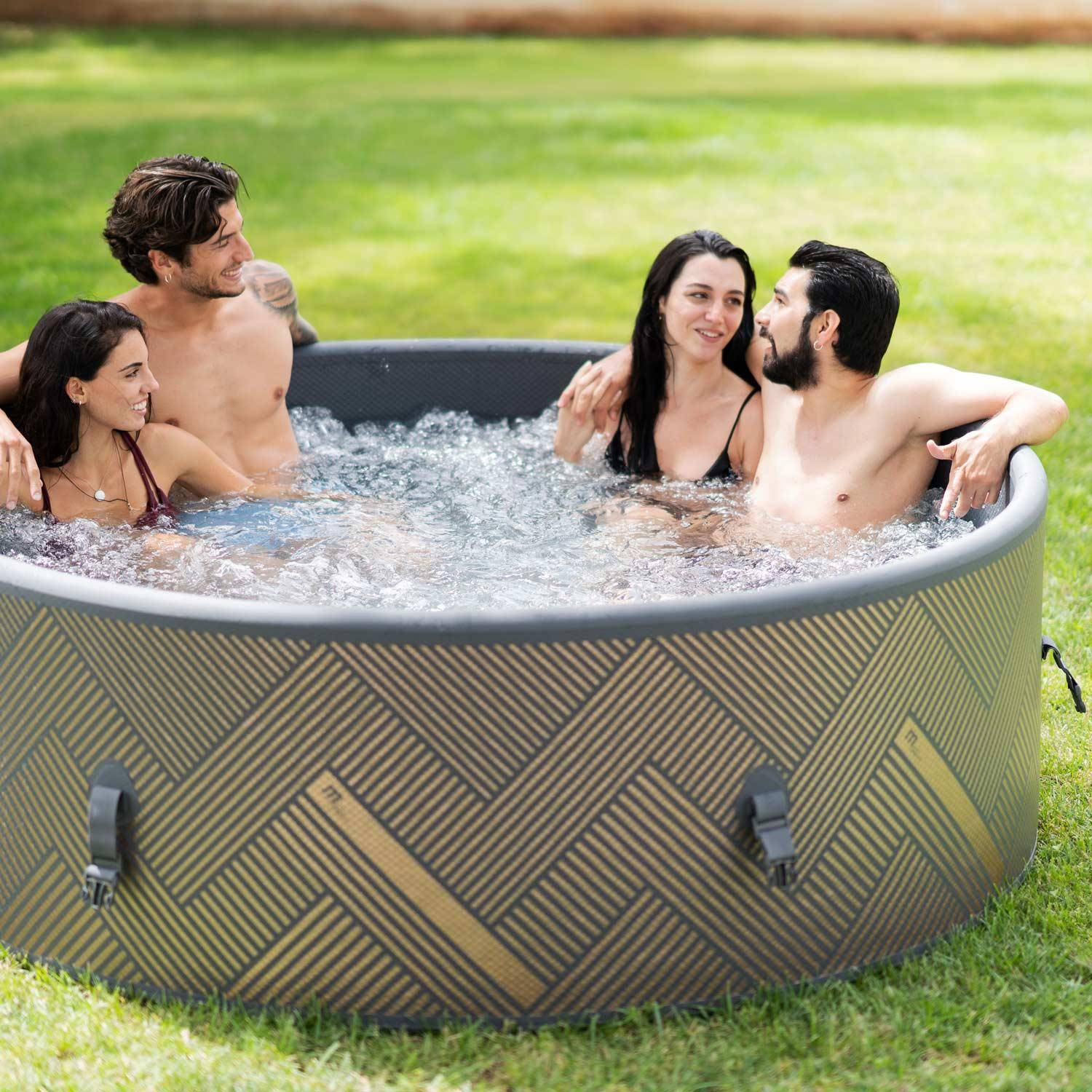  6-person premium round inflatable hot tub MSpa - Ø173cm round 6-person spa, reinforced PVC, pump, heating, filters, cover, floor mat - Mono 6 - Grey,sweeek,Photo2