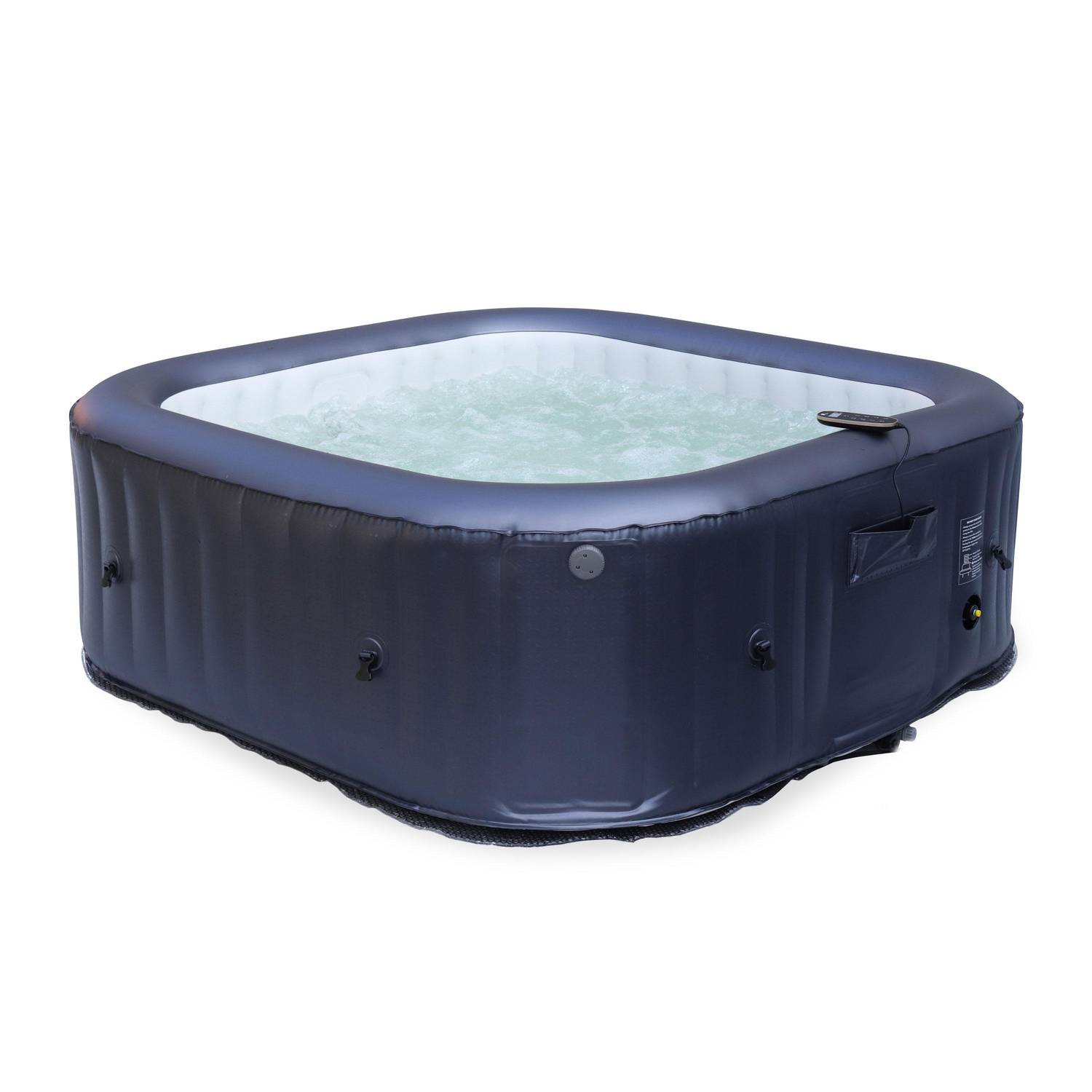  6-person premium square inflatable hot tub MSpa - 185cm, PVC, pump, heating, self-inflating, massage hydrojets, 2 filter cartridges, cover - Otium 6 - Blue Photo4