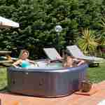  6-person premium square inflatable hot tub MSpa - 185cm, PVC, pump, heating, self-inflating, massage hydrojets, 2 filter cartridges, cover - Otium 6 - Blue Photo2
