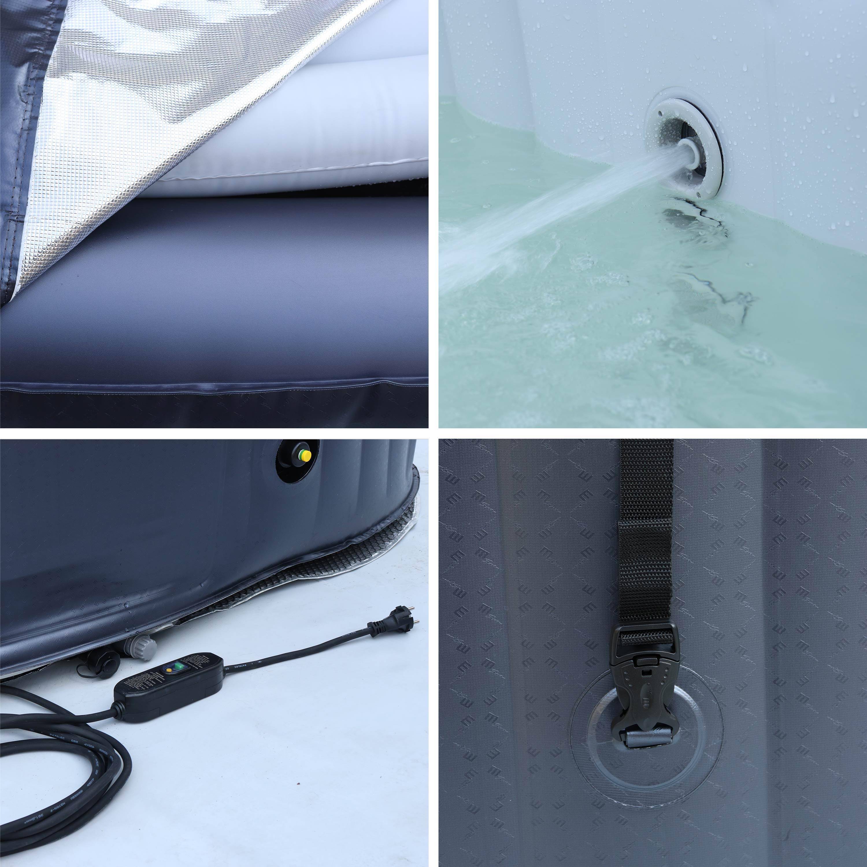  6-person premium square inflatable hot tub MSpa - 185cm, PVC, pump, heating, self-inflating, massage hydrojets, 2 filter cartridges, cover - Otium 6 - Blue,sweeek,Photo8