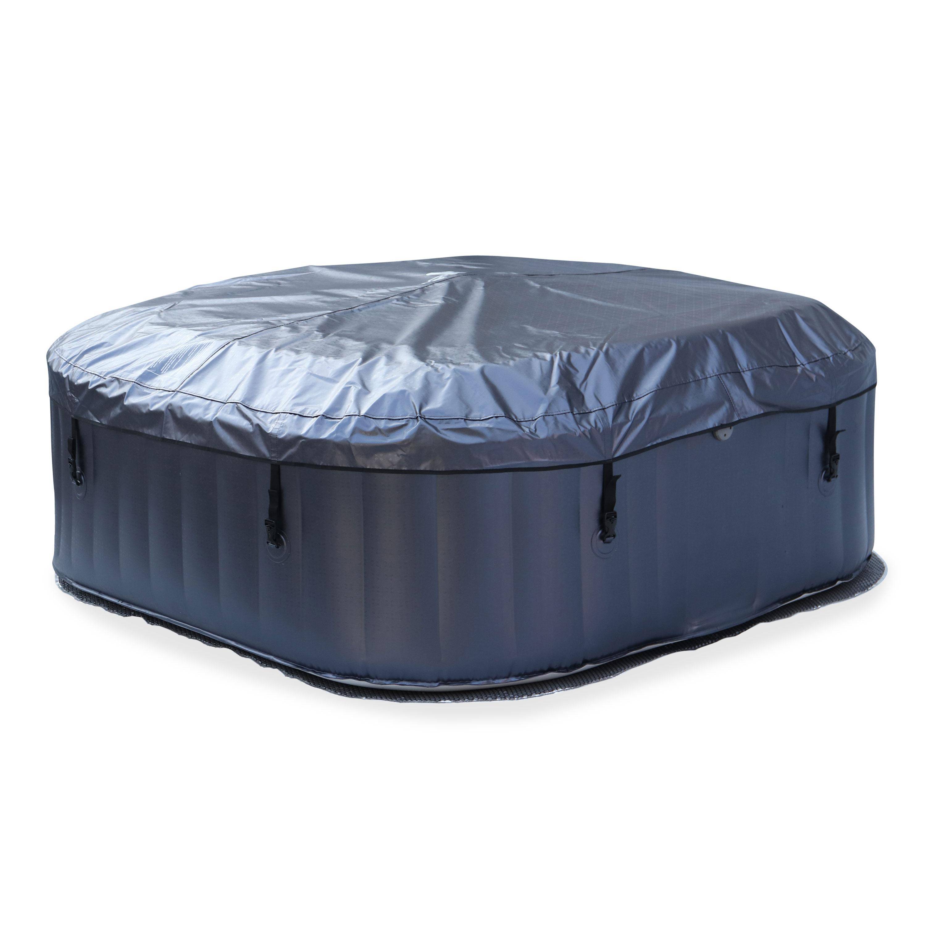  6-person premium square inflatable hot tub MSpa - 185cm, PVC, pump, heating, self-inflating, massage hydrojets, 2 filter cartridges, cover - Otium 6 - Blue,sweeek,Photo5