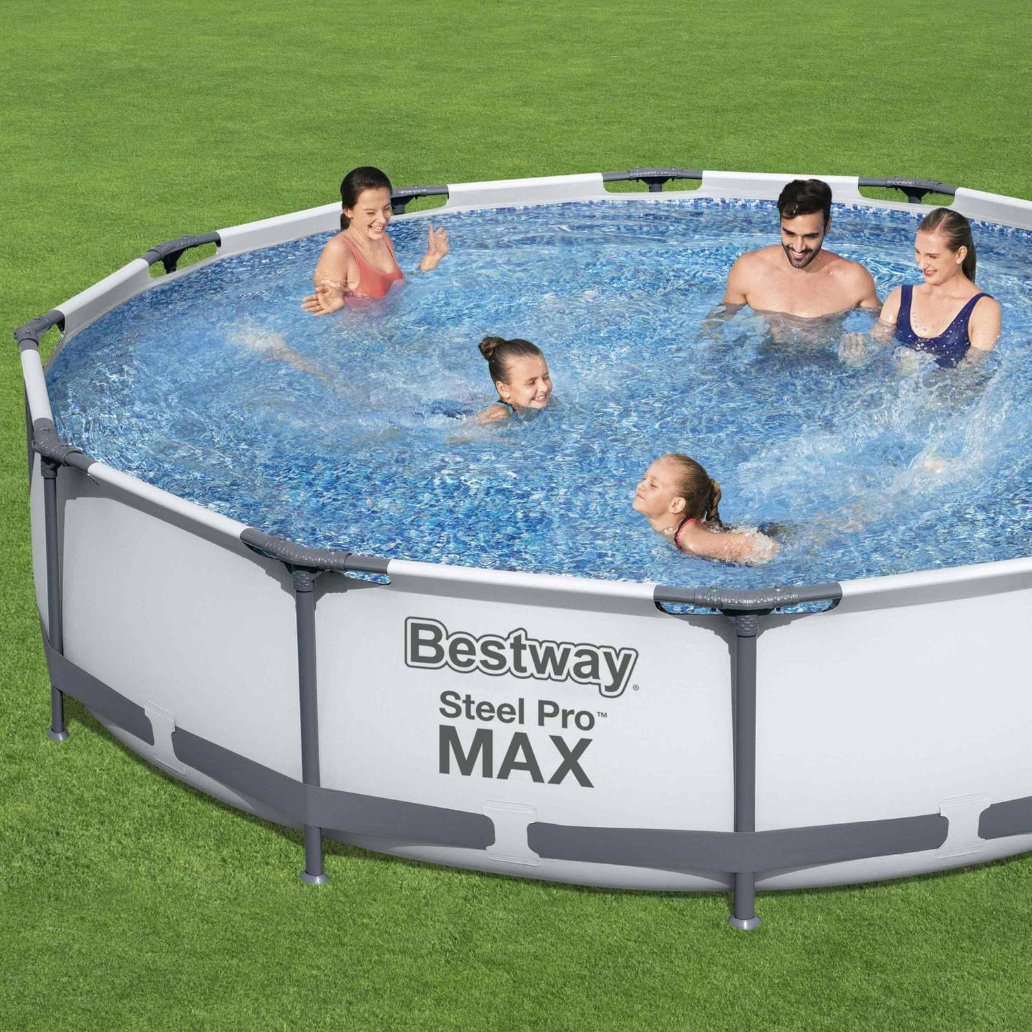 11.8FT / 3.6m round tubular above-ground swimming pool with filter pump, steel frame, repair kit - Bestway Opalite - White Photo2