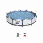 11.8FT / 3.6m round tubular above-ground swimming pool with filter pump, steel frame, repair kit - Bestway Opalite - White Photo4