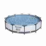 11.8FT / 3.6m round tubular above-ground swimming pool with filter pump, steel frame, repair kit - Bestway Opalite - White Photo1
