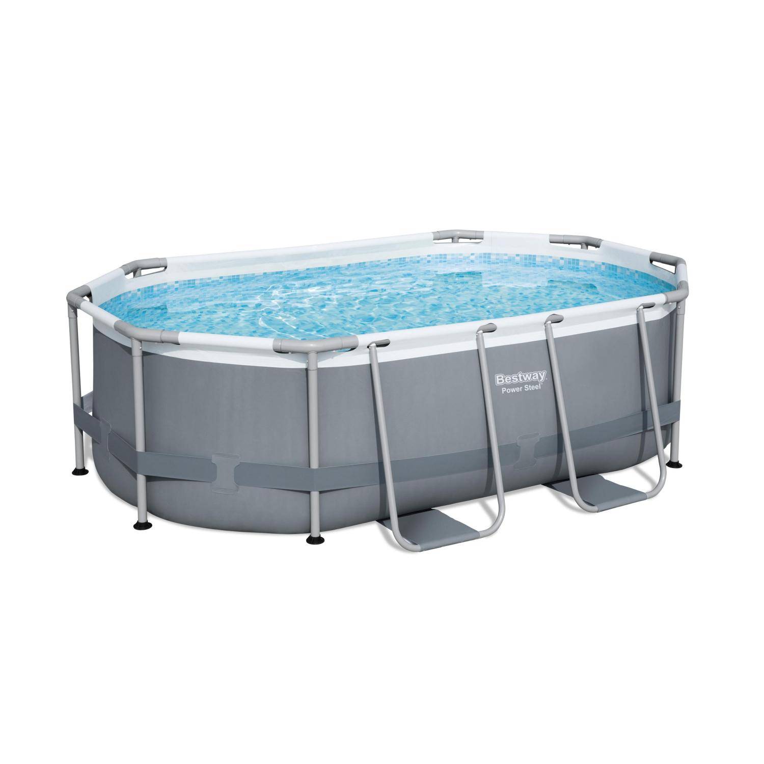 3x2m above ground tubular swimming pool, grey, rectangular, with pump, filter cartridge, diffuser - Bestway Spinelle - Grey Photo2