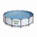 14FT round above-ground tubular swimming pool Ø427cm x 107cm with filter pump, steel frame, repair kit - Bestway Peridot - Grey Photo2