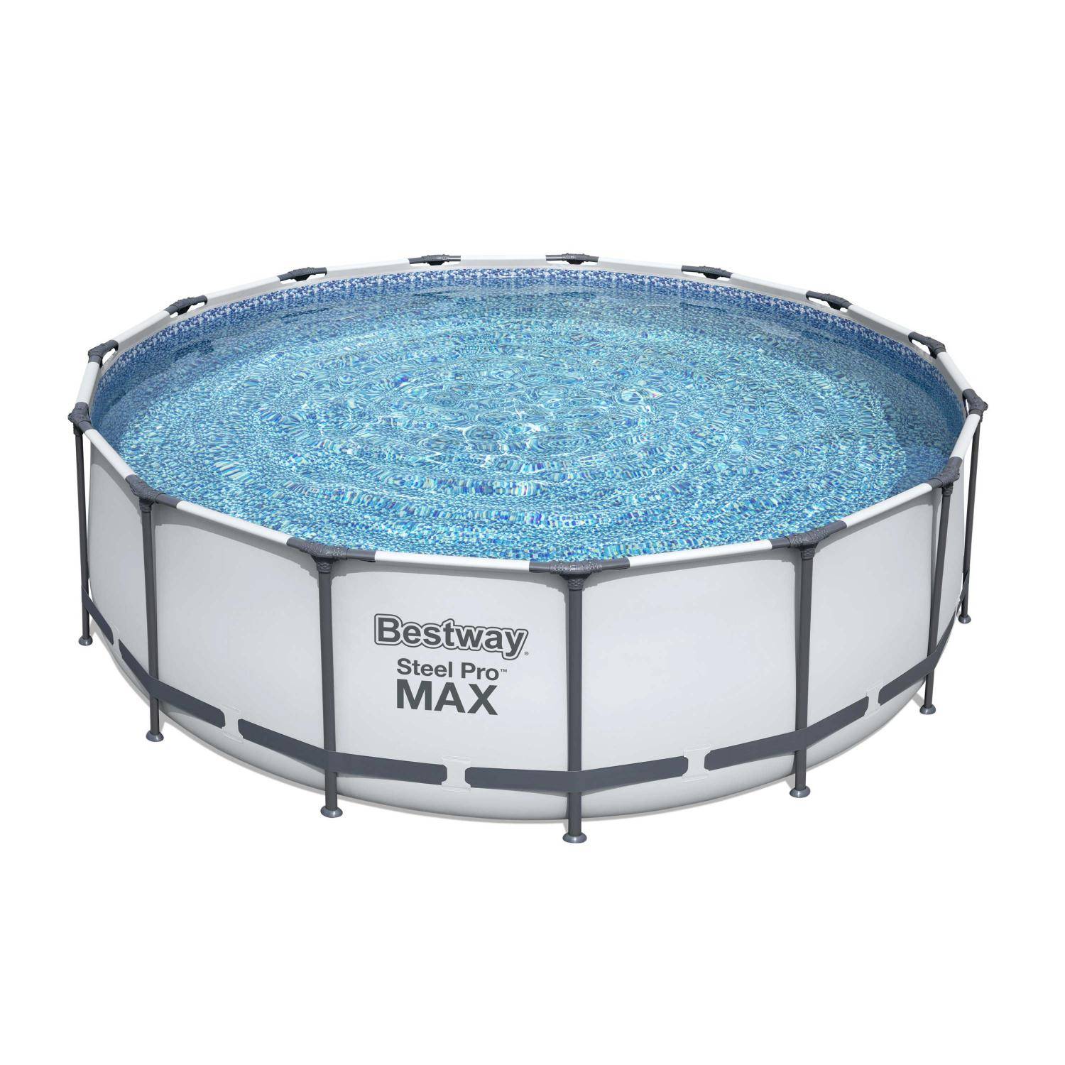 15ft round tubular above-ground swimming pool with filter pump, steel frame, repair kit, 457 x 122 cm - Bestway Come - Grey Photo1