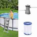 15ft round tubular above-ground swimming pool with filter pump, steel frame, repair kit, 457 x 122 cm - Bestway Come - Grey Photo4