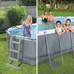 4x2m above ground tubular swimming pool, grey, oval, with pump, filter cartridge, diffuser and ladder - Bestway Spinelle - Grey Photo5