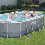 4x2m above ground tubular swimming pool, grey, oval, with pump, filter cartridge, diffuser and ladder - Bestway Spinelle - Grey Photo4