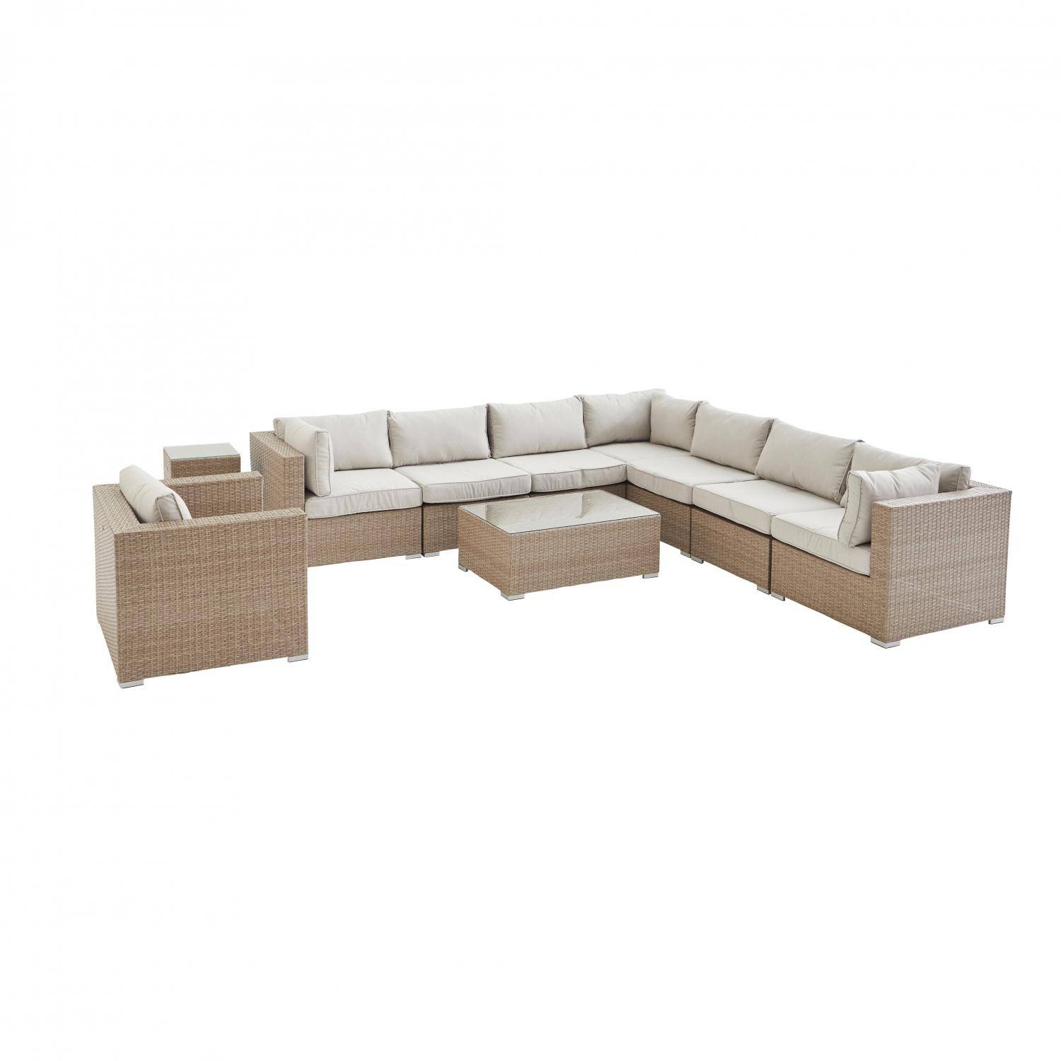 8-10-seater premium polyrattan garden sofa set Beige 303.5x82x67 cm - Venezia,sweeek,Photo3