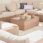 Ready assembled 14-seater premium polyrattan corner garden sofa set with coffee table, Beige  Photo3