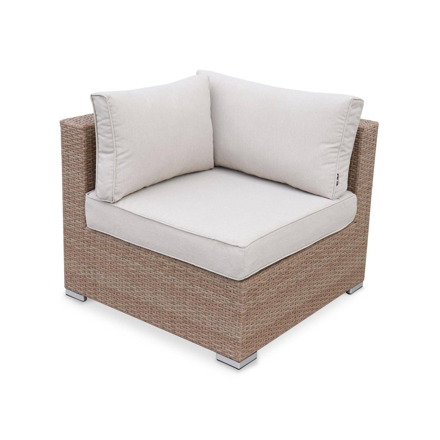Ready assembled 5-seater polyrattan corner garden sofa set with coffee table, Napoli. Beige,sweeek,Photo4