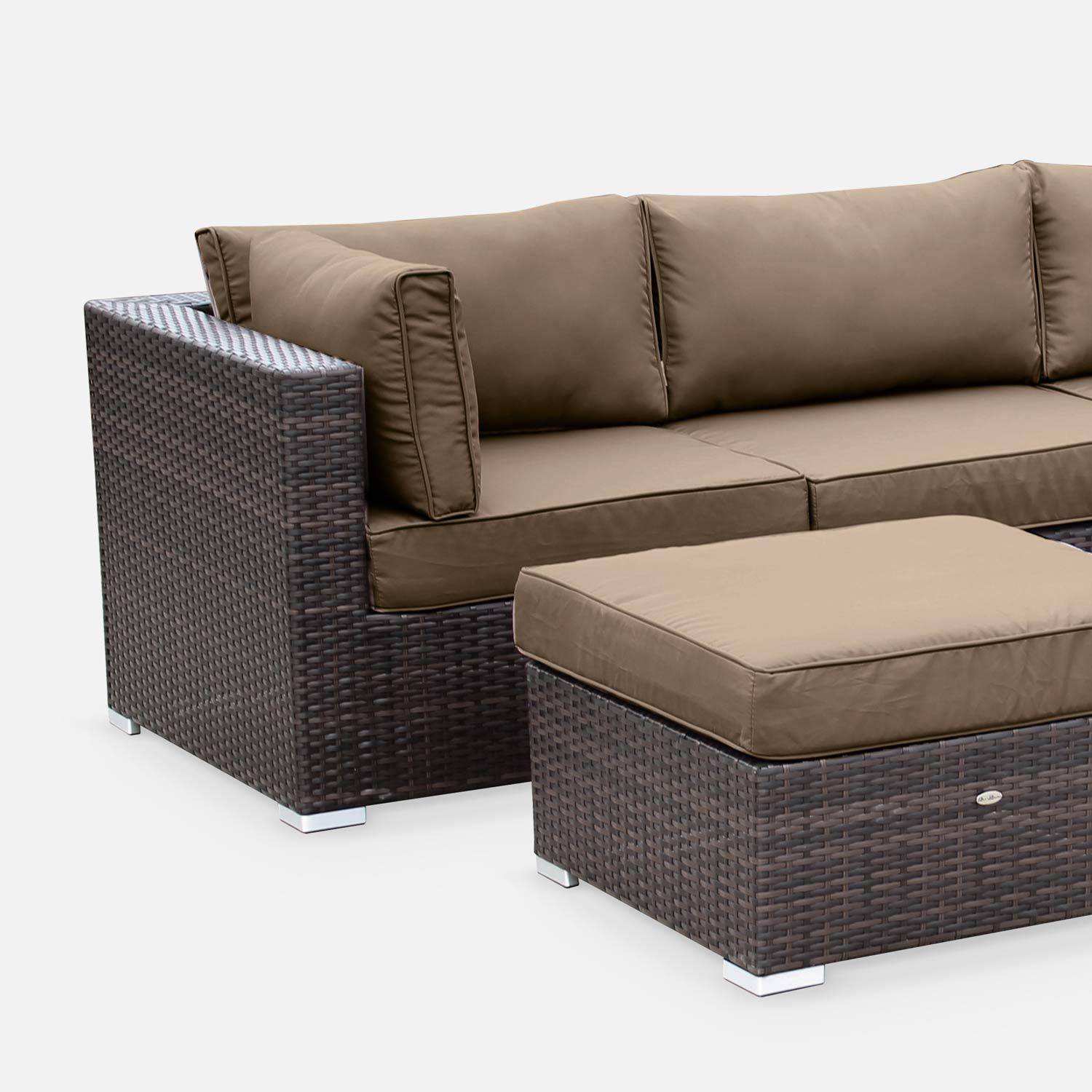 5-seater woven resin garden furniture set, Caligari, Brown, 234x82x67 cm Photo3