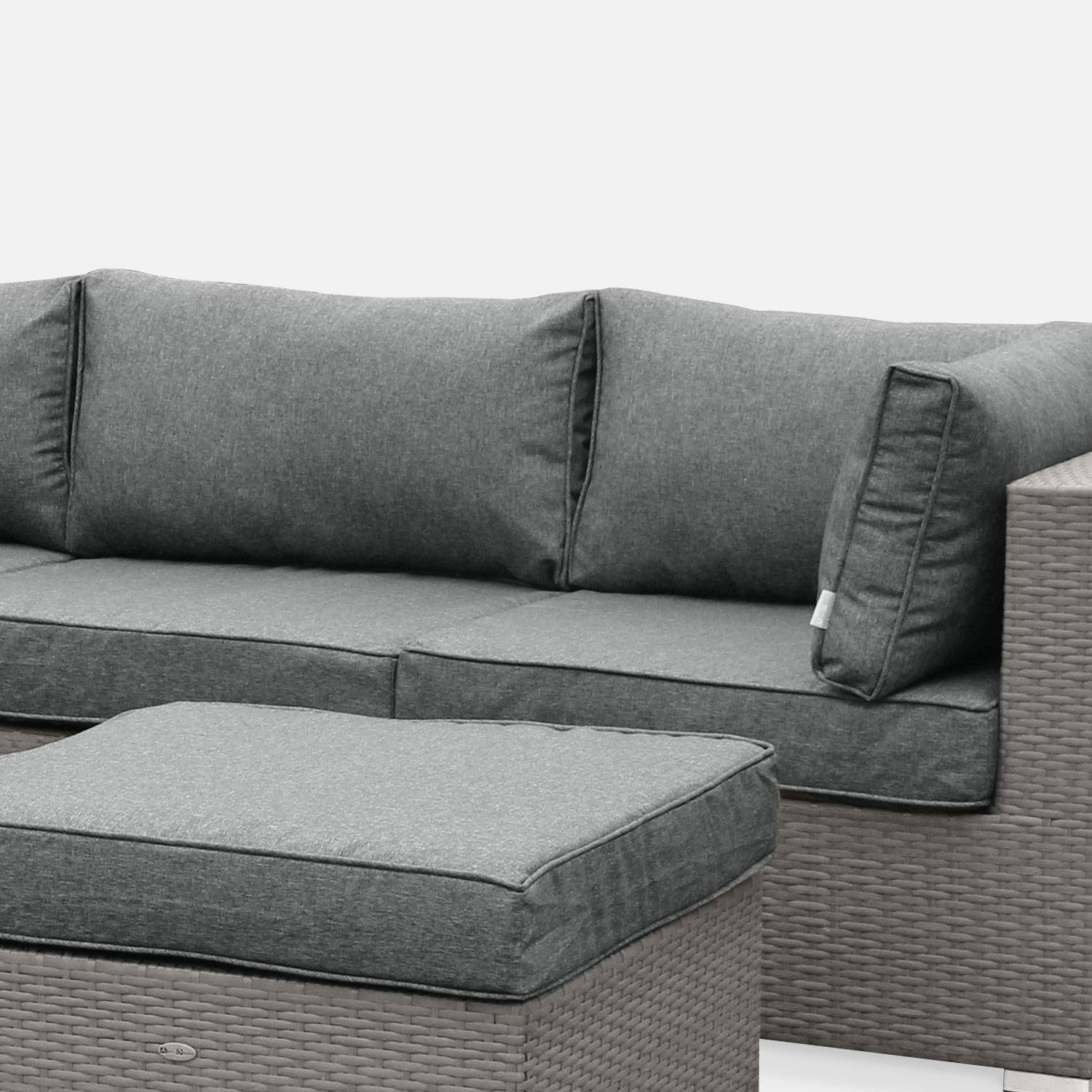 5-seater woven resin garden furniture set, Caligari, Grey, 234x82x67 cm Photo3