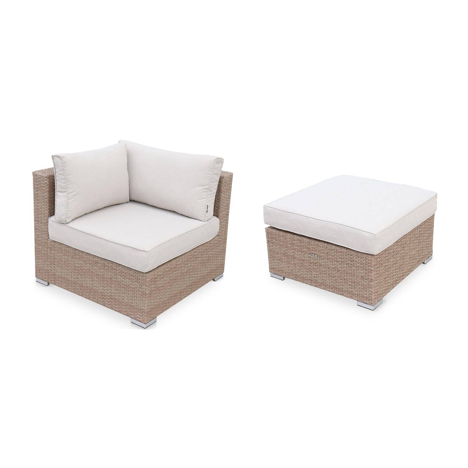 5-seater woven resin garden furniture set, Caligari, Beige, 234x82x67 cm Photo4