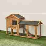 Clapier en bois HOTOT pour lapin et autres rongeurs, 4 lapins, cage à lapin avec enclos, espace intérieur et extérieur, poulailler Photo1