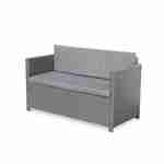 4-seater polyrattan garden sofa set - sofa, 2 armchairs, coffee table - Perugia - Grey rattan, Grey cushions Photo3