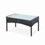 4-seater polyrattan garden sofa set - sofa, 2 armchairs, coffee table - Moltes - Black rattan, Off-white cushions Photo4