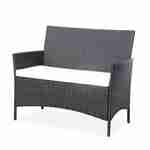 4-seater polyrattan garden sofa set - sofa, 2 armchairs, coffee table - Moltes - Brown rattan, Off-white cushions Photo4