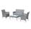 4-seater polyrattan garden sofa set, Grey / Grey | sweeek