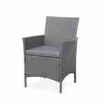 4-seater polyrattan garden sofa set - sofa, 2 armchairs, coffee table - Moltes - Grey rattan, Grey cushions Photo4
