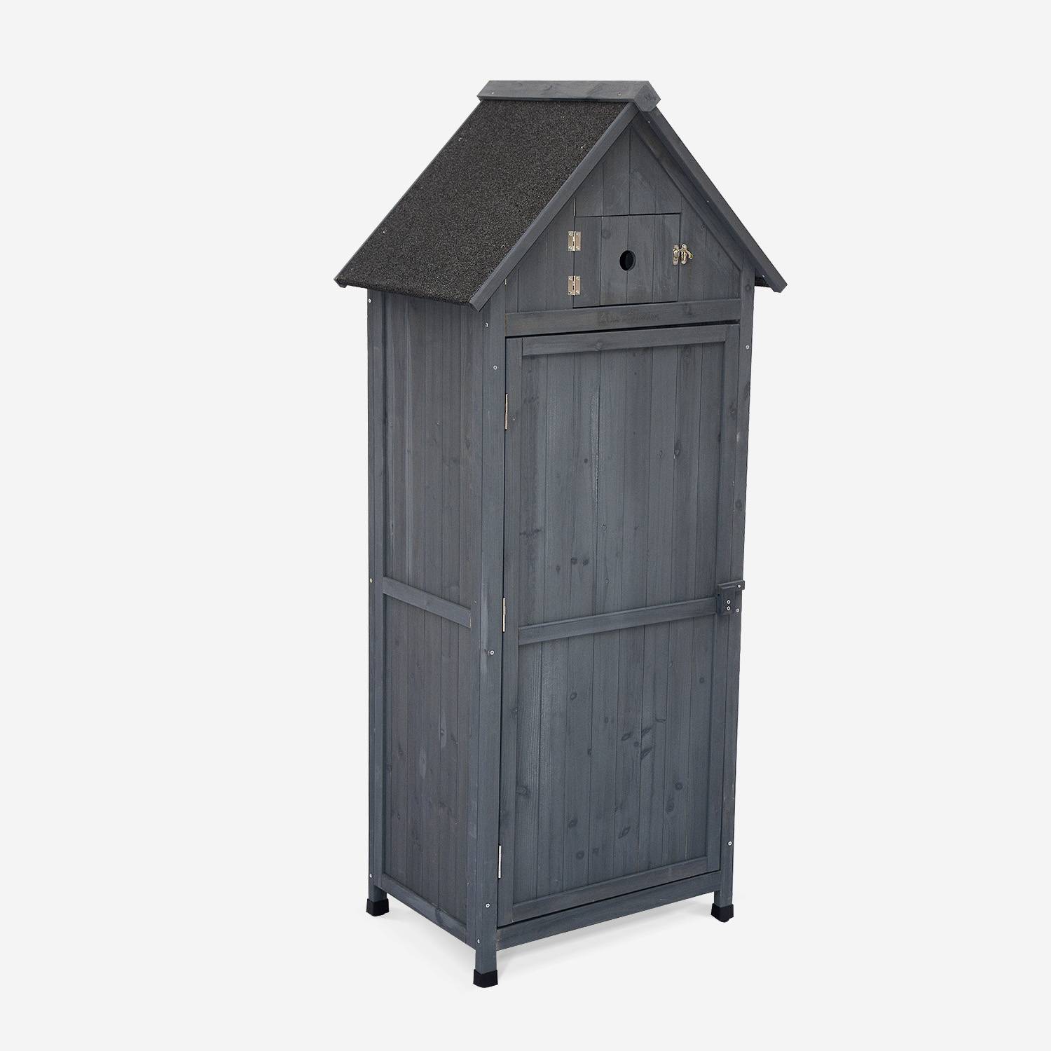 Wooden garden cabinet - Garden shed, storage cupboard, tool storage, Anthracite | sweeek