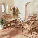 4-seater bamboo-effect rattan garden sofa set with metal structure - sofa, 2 armchairs, coffee table - Natuna - Beige Photo1