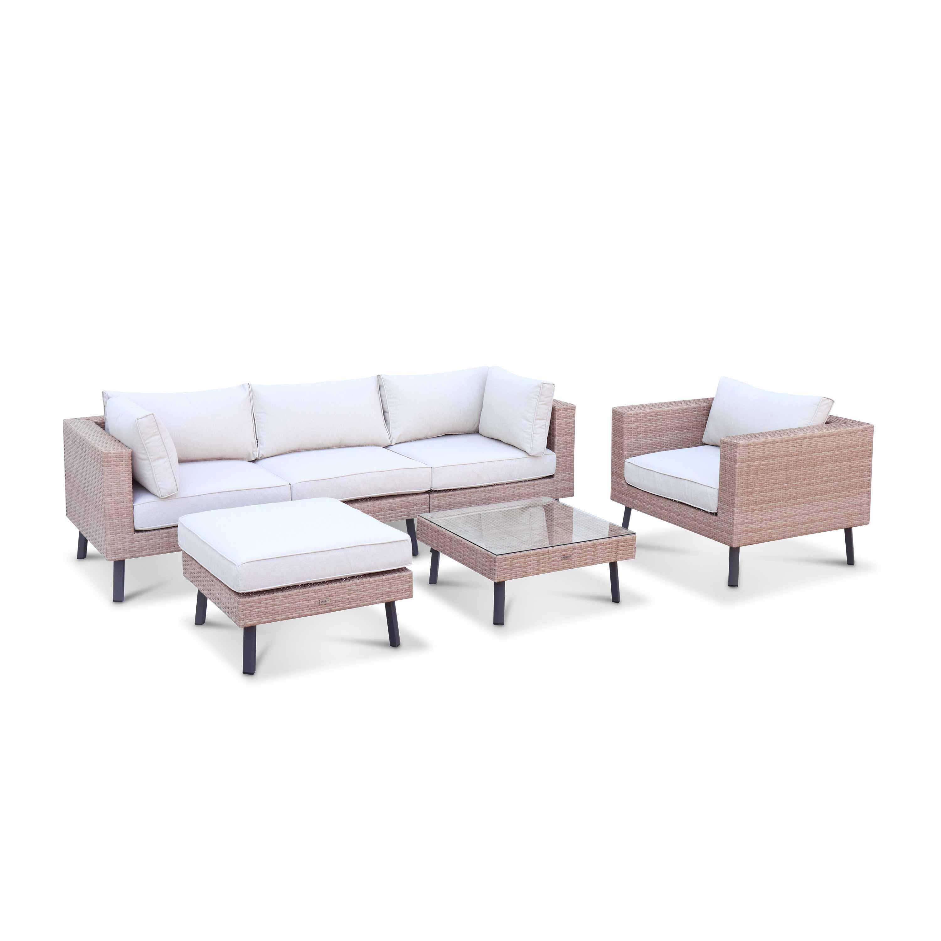 5-seater polyrattan garden sofa set, Alba, Natural, 69.5x69.5x30.5 cm Photo1