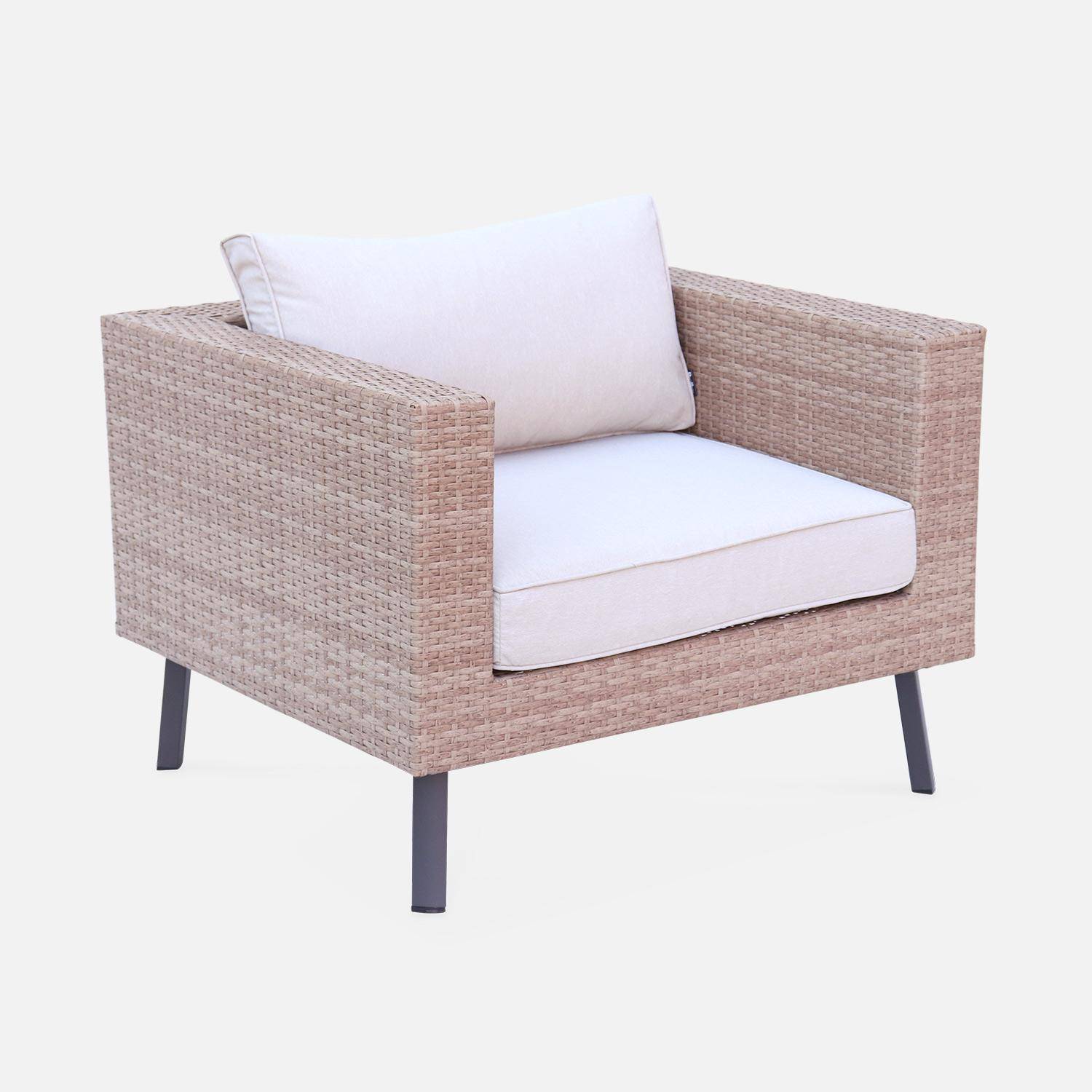 5-seater polyrattan garden sofa set Natural 69.5x69.5x30.5 cm - Alba,sweeek,Photo4