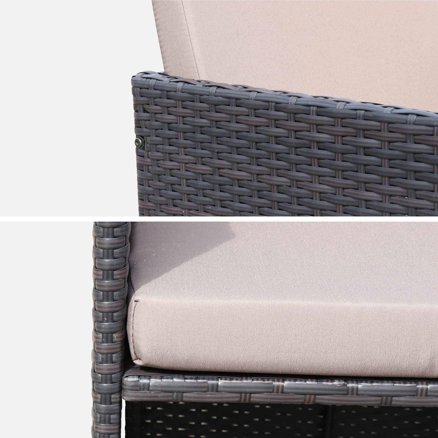 6 to 10-seater rattan cube table set with chairs, Vabo 10, Brown, 110x110x73 cm Photo6