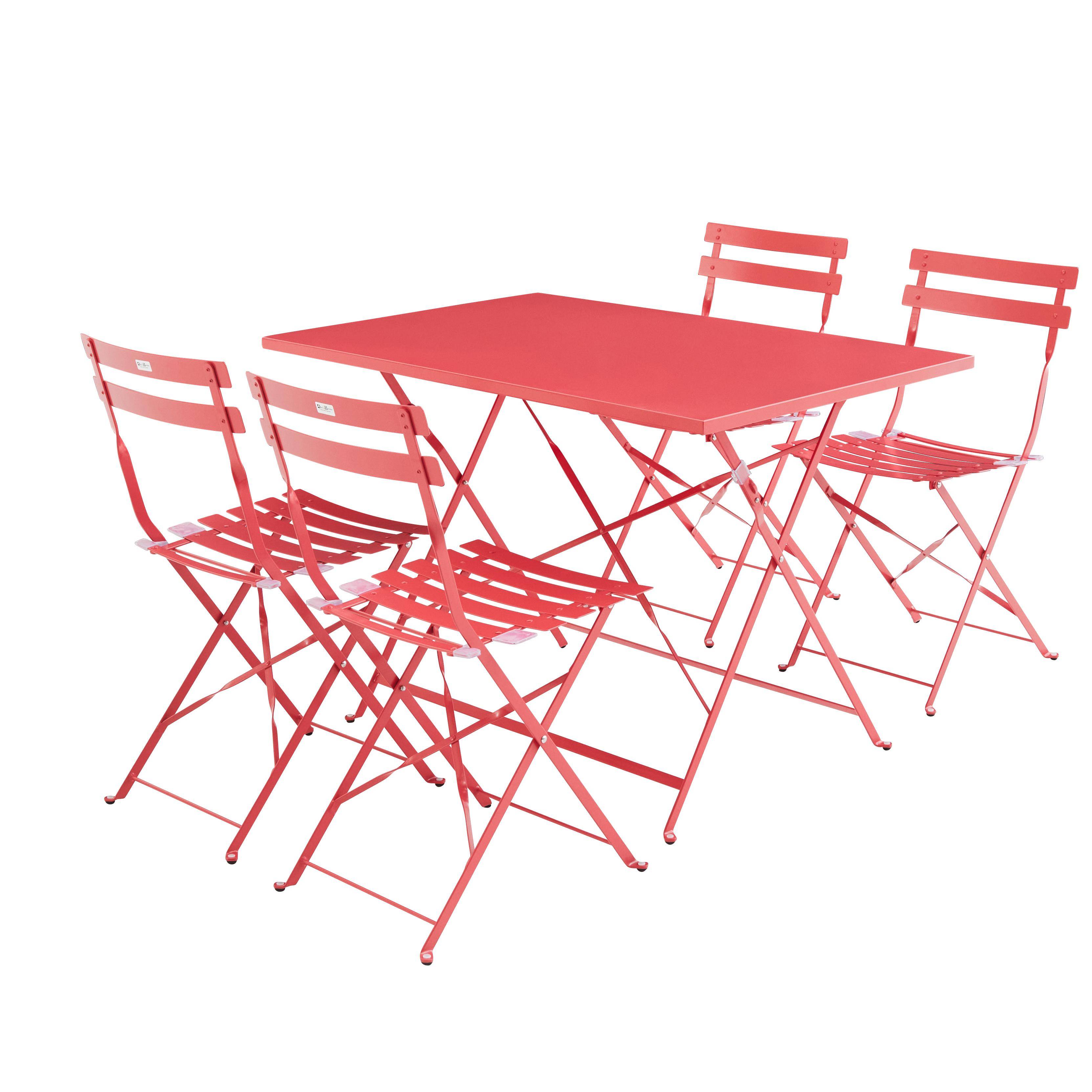 Ensemble bistrot rectangulaire pliable Emilia 4 places en acier thermolaqué finition mate Photo2