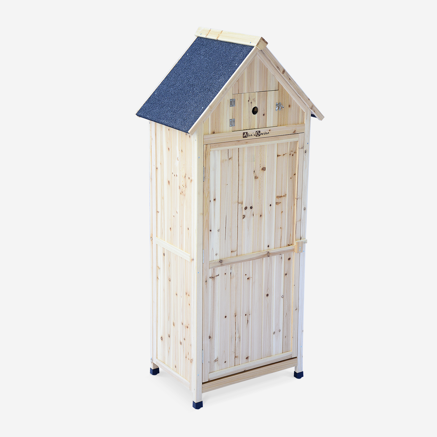 Wooden garden cabinet - 77x54.5x179 cm - Garden shed, storage cupboard, tool storage - Mimosa - Natural Photo1