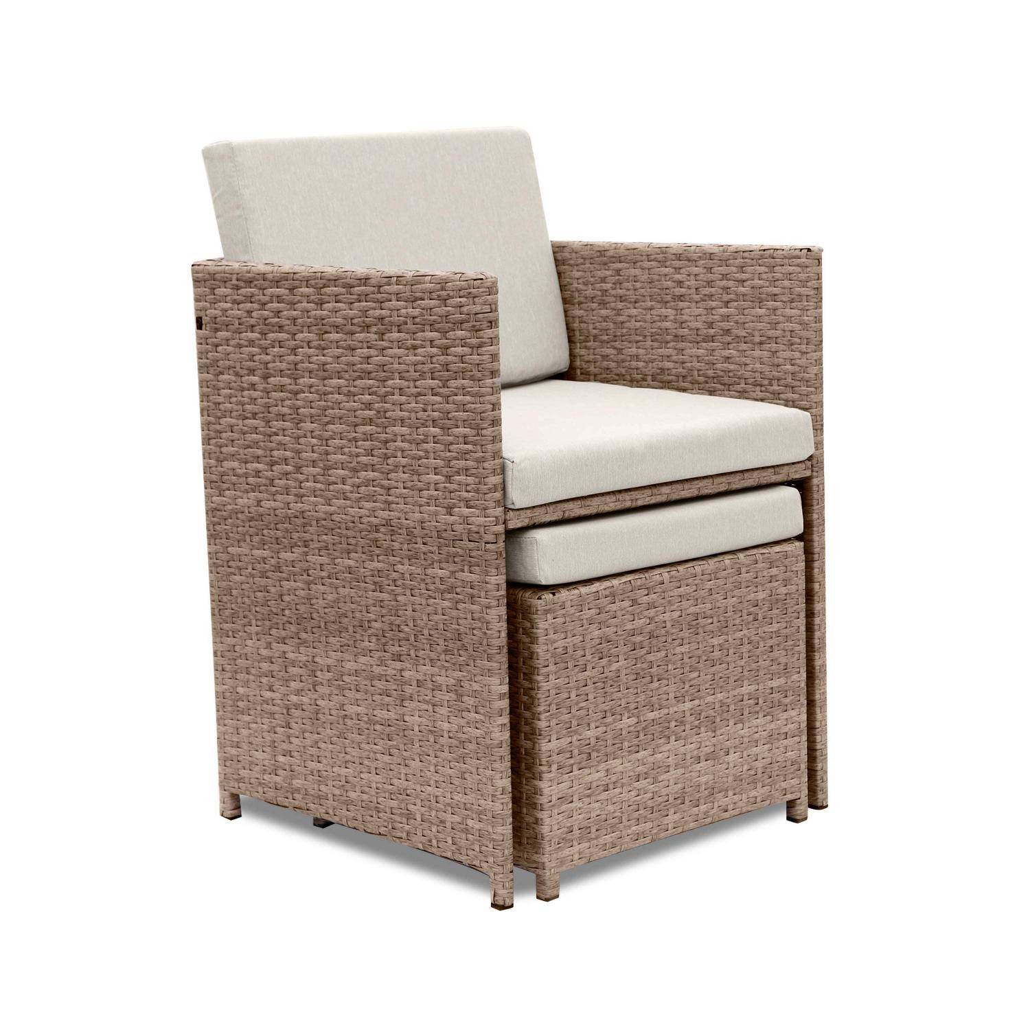 8 to 12-seater rattan cube table set with chairs, Vabo 12, Beige, 110x222x73 cm Photo4